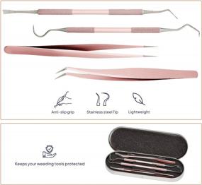img 3 attached to 🌹 iVyne Premium Rose Gold Vinyl Weeding Tool Kit - Precision Stainless Steel Weeder - Hook and Pick with Fine Tweezers Crafting Set for Cricut Vinyl
