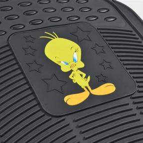 img 1 attached to 🐤 All-Weather Heavy Duty BDK Tweety Bird Car Floor Mats: Warner Bros Looney Tunes Officially Licensed & Reliable Auto Protection, Rubber Liners for Car Truck Van SUV, Black (WBMT-1172)