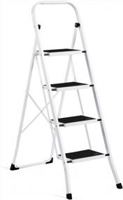 img 4 attached to ACSTEP Folding 4-Step Ladder With Handrails For Adults - Heavy Duty Steel Stool With Anti-Slip Pedals And 350Lb Weight Capacity - Portable And Wide For The Kitchen Or Any Use