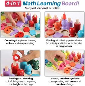 img 1 attached to Montessori Math Fun: Lemostaar Wooden Fishing Game With Shape And Number Sorter Puzzle Board