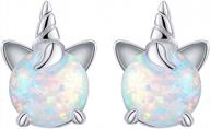 hypoallergenic girls' sterling silver unicorn earrings: stylish jewelry logo