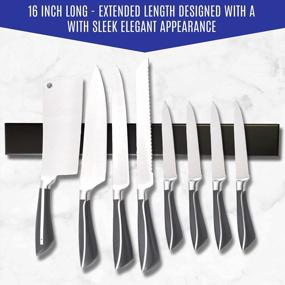 img 2 attached to 16-Inch Stainless Steel Magnetic Knife Strip For Wall Mounting - Powerful Knife Holder And Organizer For Secure Knife Storage And Display In Kitchen - Multipurpose Bar For Hanging Knives (Black)