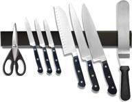 16-inch stainless steel magnetic knife strip for wall mounting - powerful knife holder and organizer for secure knife storage and display in kitchen - multipurpose bar for hanging knives (black) logo