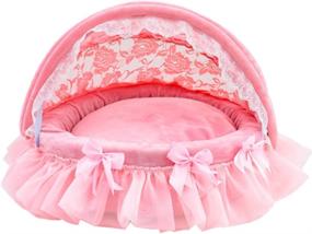 img 1 attached to 👑 Luxurious Washable Pet Puppy Cat Princess Lace Bed with Canopy: The Perfect Balance of Elegance and Functionality