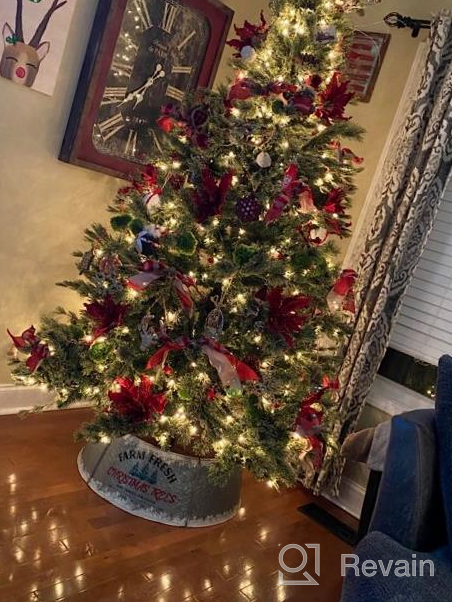 img 1 attached to Upgrade Your Christmas Decor With Hallops Galvanized Christmas Tree Collar - Adjustable Metal Skirt For Large To Small Trees (Original & Super Oversize Options) review by Badazz Webb