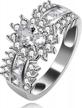 uloveido oval cut cz half eternity ring - platinum plated wedding band for women logo