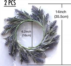 img 3 attached to Farmhouse Lavender Wreath Decor - 2Pack 14" Purple Flowers And Green Leaves Lavender Wreath By WsCrofts