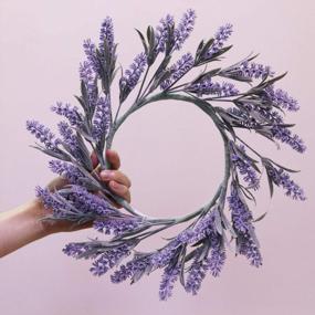 img 2 attached to Farmhouse Lavender Wreath Decor - 2Pack 14" Purple Flowers And Green Leaves Lavender Wreath By WsCrofts