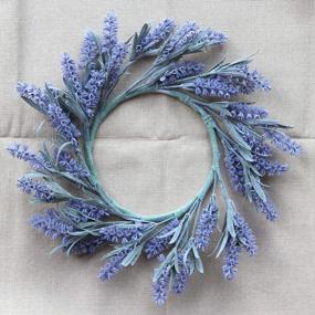 img 1 attached to Farmhouse Lavender Wreath Decor - 2Pack 14" Purple Flowers And Green Leaves Lavender Wreath By WsCrofts