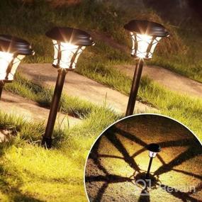 img 7 attached to MAGGIFT 6 Pack 25 Lumen Solar Powered Pathway Lights, Super Bright SMD LED Outdoor Lights, Stainless Steel & Glass Waterproof Light For Landscape, Lawn, Patio, Yard, Garden, Deck Driveway, Warm White