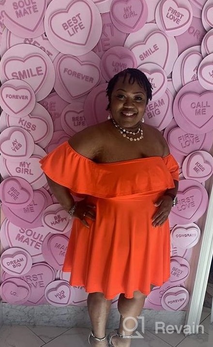 img 1 attached to Plus Size Off Shoulder Strapless Ruffle Swing Dress By ROSIANNA Women'S review by Warrick Batebi