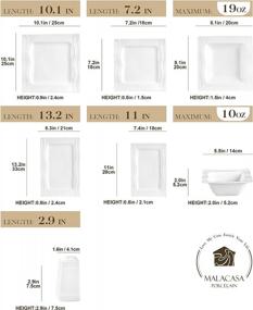 img 3 attached to MALACASA Square Dinnerware Sets, 28-Piece Ivory White Dish Set For 6, Porcelain Dinner Set With Plates And Bowls Sets, Salt Pepper Pot And Serving Platters, Dinnerware Microwave Safe , Series Mario