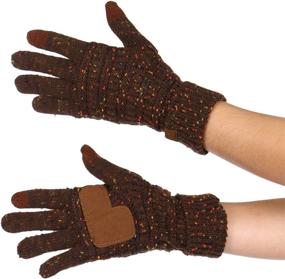 img 2 attached to Warm Cable Knit Touchscreen Gloves For Women With Non-Slip Faux Suede Palms - Authentic CC Gloves For Efficient Winter Texting