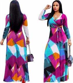 img 3 attached to Plus Size Maxi Dress For Women - Sexy V Neck 3/4 Sleeves Casual Dresses By Runwind