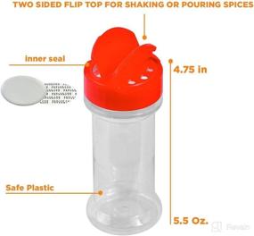 img 2 attached to 🌶️ 12-Pack Clear Plastic Spice Jars Storage Container - 7 Oz - Flapper Cap for Easy Pouring or Shaking - Pressure Sensitive Liner for Spice and Herb Storage - BPA Free (12, Red Caps)