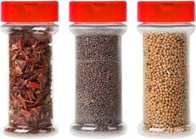 img 3 attached to 🌶️ 12-Pack Clear Plastic Spice Jars Storage Container - 7 Oz - Flapper Cap for Easy Pouring or Shaking - Pressure Sensitive Liner for Spice and Herb Storage - BPA Free (12, Red Caps)