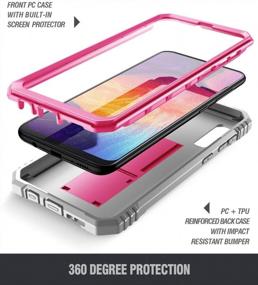img 2 attached to Чехол для Samsung Galaxy A50/A50S серии Poetic Revolution — прочный двухслойный противоударный защитный чехол для всего тела с подставкой, встроенной защитной пленкой для экрана и подставкой, розовый