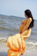 img 1 attached to Maternity Off Shoulder Wrap Flare Sleeves Maxi Photography Dress Baby Shower Gown review by Jason Page