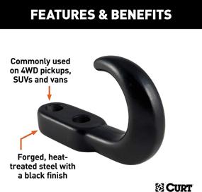 img 2 attached to 🔗 High-Capacity Black Steel Tow Hook by CURT - 10,000 lbs Load Rating