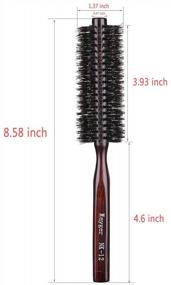 img 2 attached to Boar Bristle Round Brush - Ergonomic Natural Wood Handle For Hair Drying, Styling, Curling & Volume