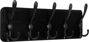 img 4 attached to Rustic Wall Mount Coat Rack With 5 Triple Hooks - 16" Hole To Hole