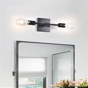 img 4 attached to 🔦 Modern Farmhouse Vanity Lights - Matte Black Bathroom Light Fixtures Wall Sconce Lighting - Rustic Industrial Light Fixture for Bathroom, Bedroom, Vanity Mirror, Dressing Table - E26 Base Metal Wall Lamp