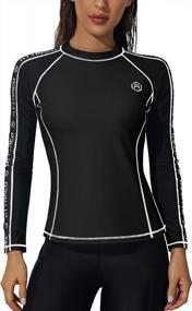 img 4 attached to Women'S Long Sleeve Rash Guard With Logo Print For Maximum Sun Protection In Water Activities