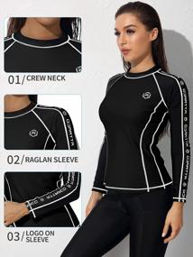 img 1 attached to Women'S Long Sleeve Rash Guard With Logo Print For Maximum Sun Protection In Water Activities