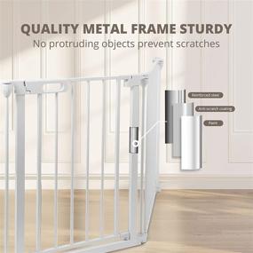 img 1 attached to 🚸 Spacious 80 inch Auto Close Baby Gate: Safety Fence for Fireplace, Stairs, Doorways, and Hallway - Foldable, Easy Operation, Hardware Mount, Adjustable Panels - Ideal for Christmas Tree!