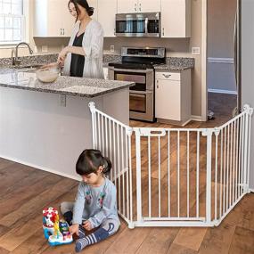 img 3 attached to 🚸 Spacious 80 inch Auto Close Baby Gate: Safety Fence for Fireplace, Stairs, Doorways, and Hallway - Foldable, Easy Operation, Hardware Mount, Adjustable Panels - Ideal for Christmas Tree!