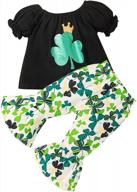 valentine's day clothing set for toddler girls: floral heart t-shirt with flare pants - festive outfit logo