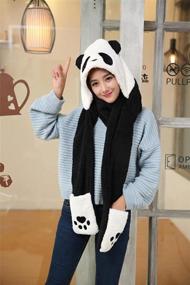 img 3 attached to Winter Siamese Hoodie Gloves Earflap Women's Accessories via Scarves & Wraps