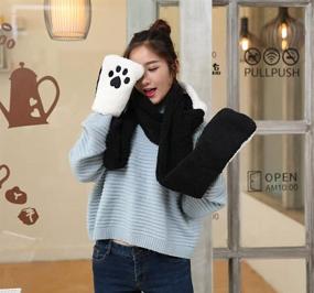 img 2 attached to Winter Siamese Hoodie Gloves Earflap Women's Accessories via Scarves & Wraps