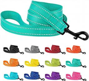 img 4 attached to Reflective Nylon Dog Leash For Heavy-Duty Outdoor Activities - 5Ft Leash For Large, Medium & Small Dogs - Mint Green - CollarDirect
