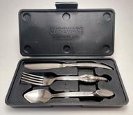 3-piece fishing lureware silverware set with case - portable fork, knife, spoon for fishermen gift idea logo