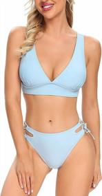 img 4 attached to Sexy Lomitti Women'S Side Tie Bikini Set - Light Support & Laced Top Two Piece Swimsuit