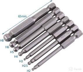 img 3 attached to 🔧 Premium 7Pcs Magnetic Ball End Screwdriver Bits Set - S2 Steel, 1/4'' Hex Shank, 65mm Length, 2/2.5/3/4/5/6/8mm Sizes