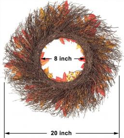 img 1 attached to 20" Autumn Fall Wreath With Pumpkin, Pinecone, Cotton Boll, Berries - Maple Leaves Harvest Decoration For Thanksgiving And Door Decor