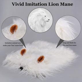 img 2 attached to Lion Mane Wig With Ears For Dogs - Funny Halloween And Christmas Pet Costume (Size Large, White) By Onmygogo