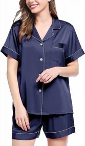 img 1 attached to Women'S Silk Pajama Set- Button Up/Down Short Sleeve Sleepwear With Shorts- Joyaria Satin Pajamas- Perfect For Summer