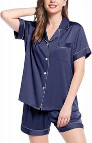 img 2 attached to Women'S Silk Pajama Set- Button Up/Down Short Sleeve Sleepwear With Shorts- Joyaria Satin Pajamas- Perfect For Summer