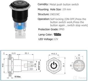 img 3 attached to 🔘 Quentacy 19mm 3/4" Stainless Steel Latching Pushbutton Switch 12V Power Symbol LED 1NO1NC SPDT ON/OFF Waterproof Toggle Switch with Wire Socket Plug (White)