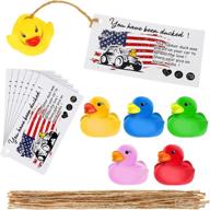 🦆 60-piece adorable style duck themed cards set with rubber ducks and strings, small duckling rubber duck with duck card tags, multicolor mini rubber ducks for baby shower party favors gift logo