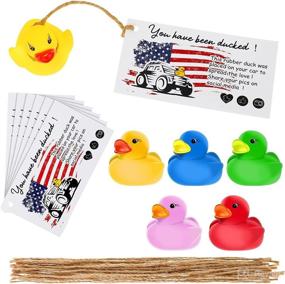 img 4 attached to 🦆 60-Piece Adorable Style Duck Themed Cards Set with Rubber Ducks and Strings, Small Duckling Rubber Duck with Duck Card Tags, Multicolor Mini Rubber Ducks for Baby Shower Party Favors Gift