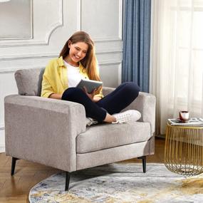 img 2 attached to Удобные и стильные льняные кресла для вашей гостиной - набор из 2 стульев CDCASA Accent