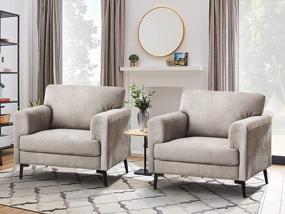 img 4 attached to Comfy And Stylish Linen Armchairs For Your Living Room - Set Of 2 CDCASA Accent Chairs