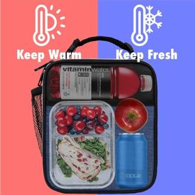 img 3 attached to OPUX Premium Insulated Lunch Box Soft Leakproof School Lunch Bag For Kids, Boys, Girls Thermal Reusable Work Lunch Pail Cooler For Adult Men, Women, Office Fits 6 Cans (Heather Navy)