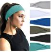women's athletic non slip headbands for short & long hair - 6 pack yoga running sports sweat bandeau headband hair accessories logo