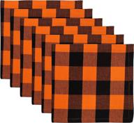 набор из 6 апельсиново-черных клетчатых хлопковых салфеток - yourtablecloth 20 x 20 логотип