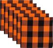 set of 6 orange and black checkered cotton napkins - yourtablecloth 20 x 20 logo